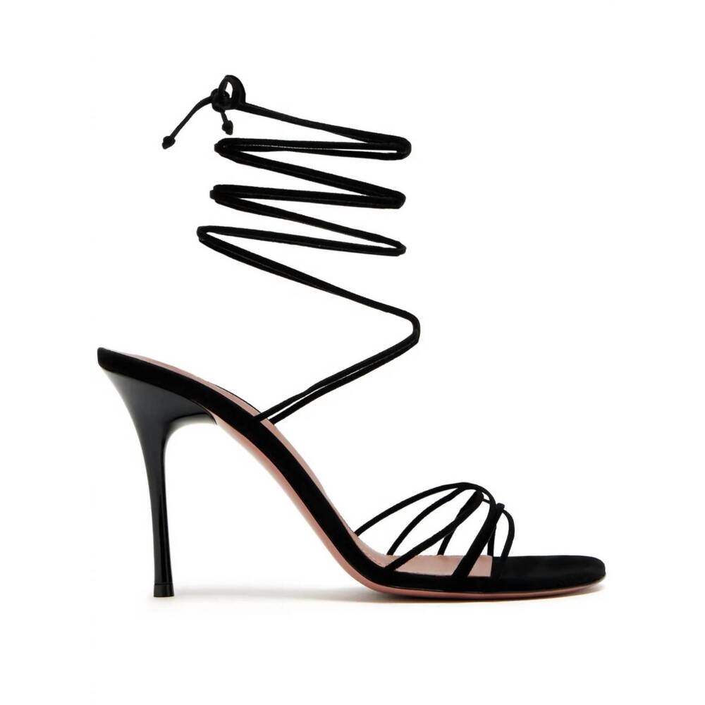 NEW AMINA MUADDI women's lori lace up 95 sandals in black